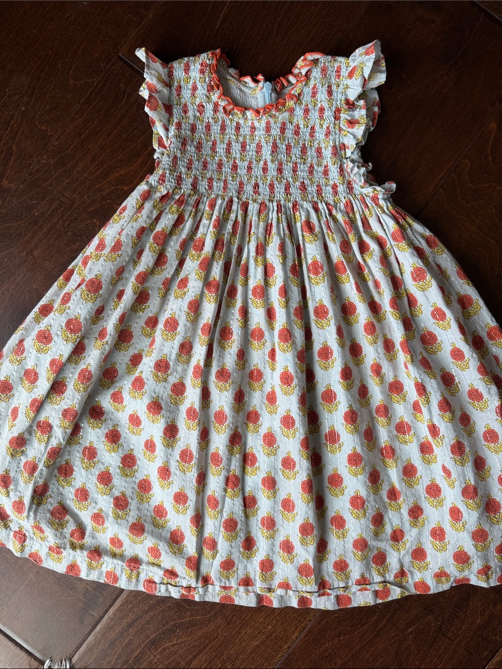 PINK CHICKEN: Light Blue Dress with Orange Floral Print